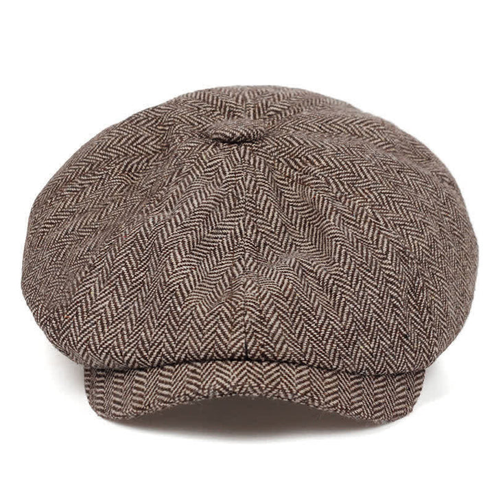 Béret octogonal à chevrons rétro - Café léger - Réglable (environ 22"-24") - image 9