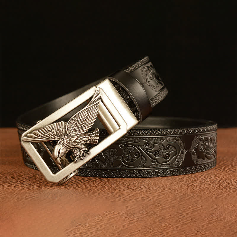 Ceinture en cuir à boucle creuse vintage pour homme