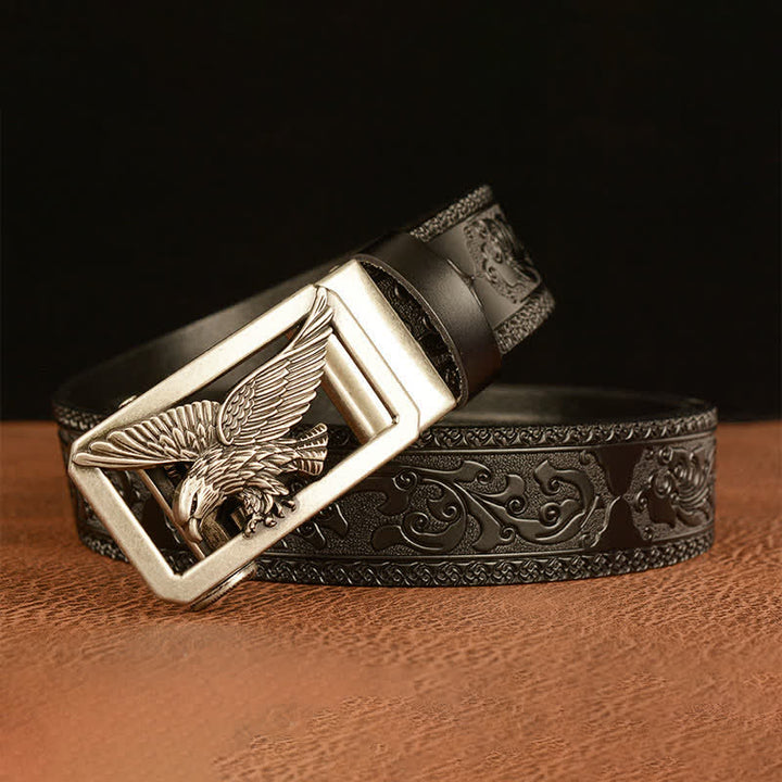 Ceinture en cuir à boucle creuse vintage pour homme