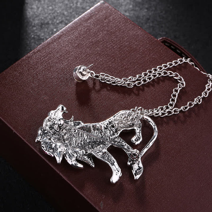 Broche chaîne lion dominant pour homme