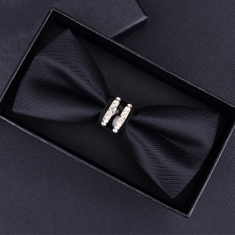 Nœud papillon à rayures et strass pour homme, motif cachemire et fleurs