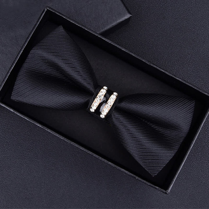 Nœud papillon à rayures et strass pour homme, motif cachemire et fleurs