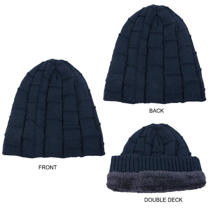 Bonnet tricoté chaud doublé de fourrure