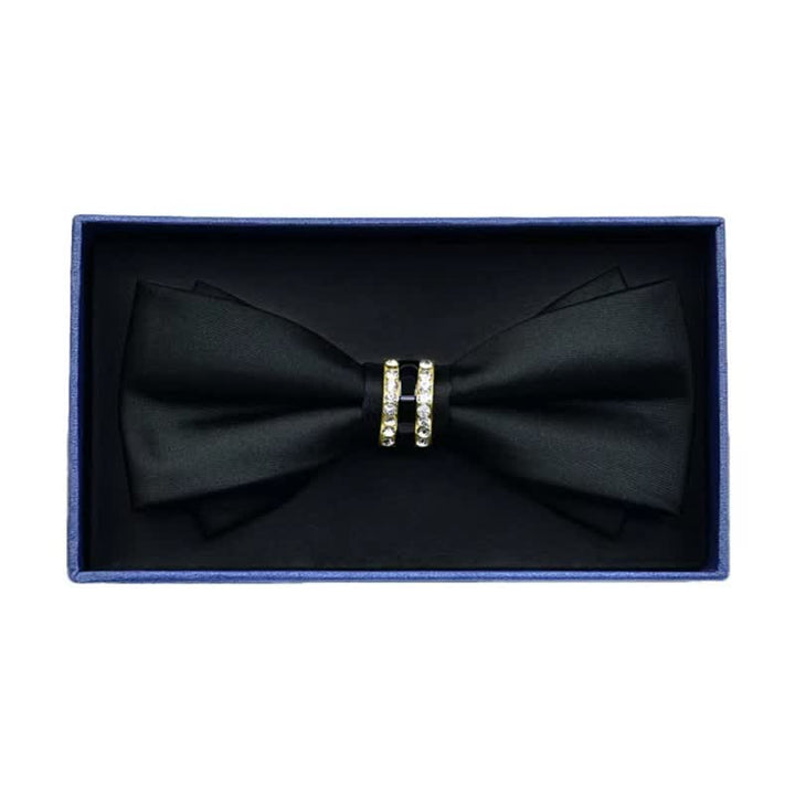 Nœud papillon en métal mat et strass pour homme