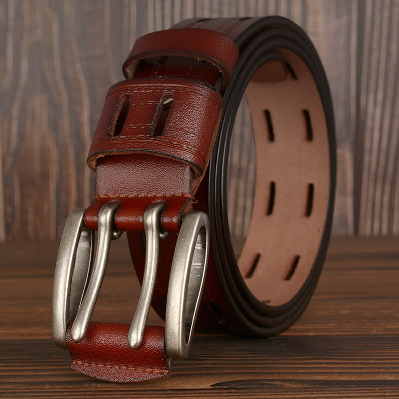Ceinture en cuir à double ardillon pour homme