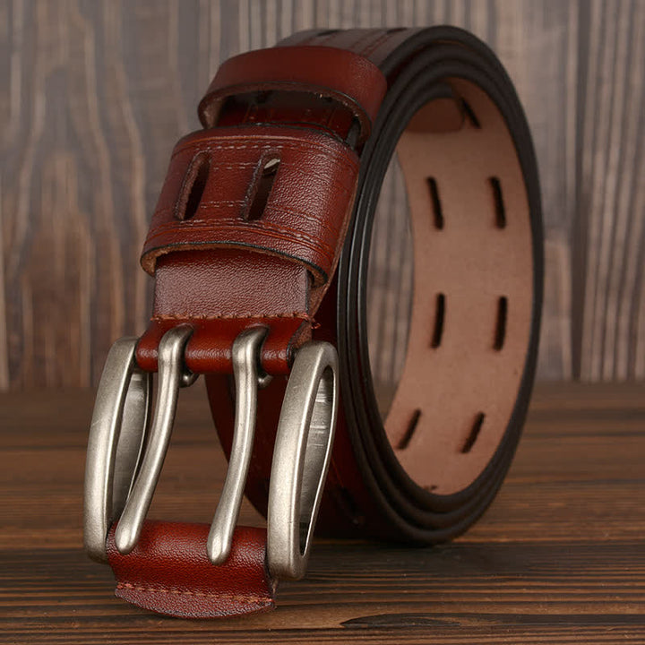 Ceinture en cuir à double ardillon pour homme