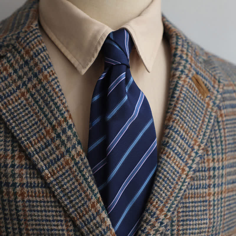 Cravate rayée classique pour homme, idéale pour le bureau - Bleu foncé - image 11