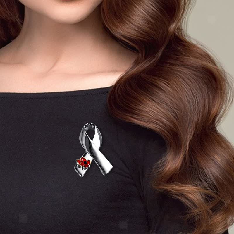 Broche coquelicot unisexe avec ruban de sensibilisation aux maladies