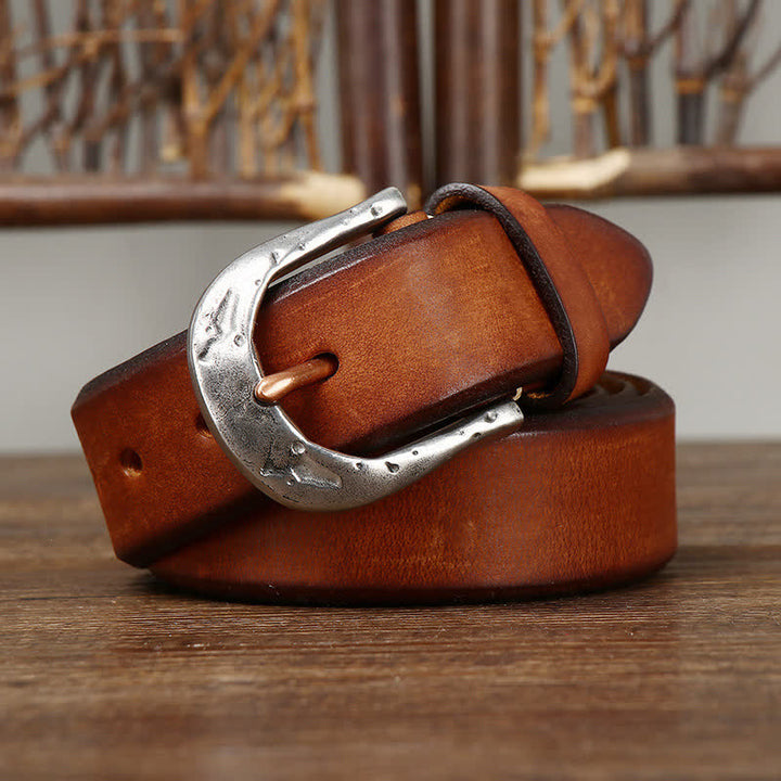 Ceinture en cuir à boucle sculptée vintage classique pour homme