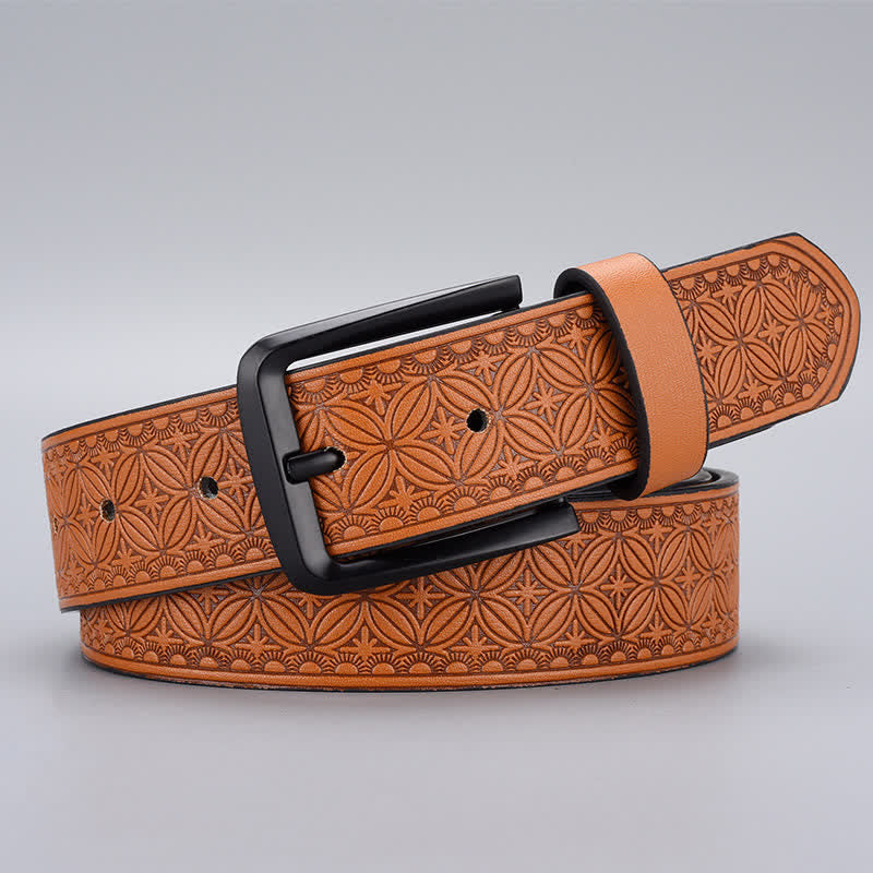 Ceinture en cuir à motif géométrique pour homme - Brun - 44 - image 7
