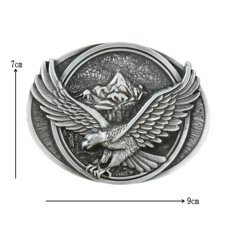Ceinture en cuir à boucle pour homme avec motif d'aigle volant dominant