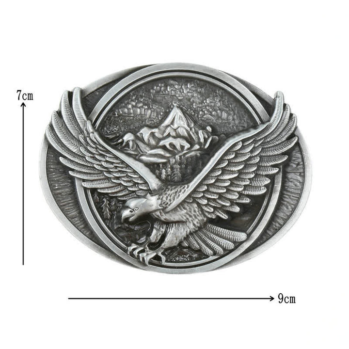 Ceinture en cuir à boucle pour homme avec motif d'aigle volant dominant