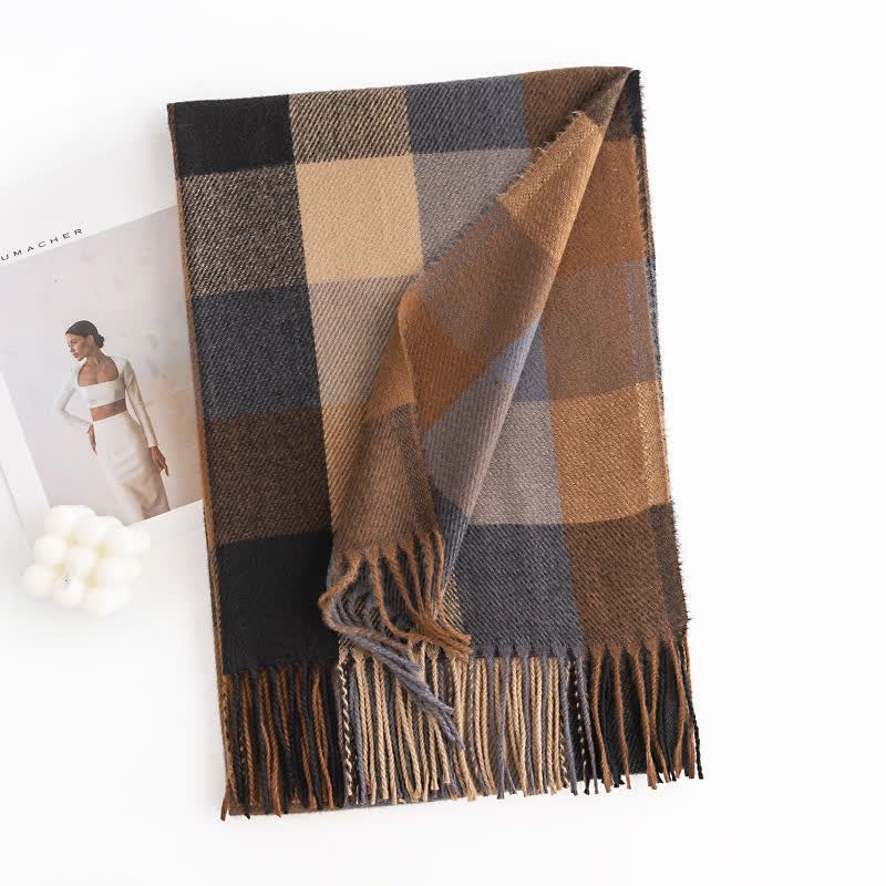 Écharpe à franges aux couleurs vives pour femme - Brun - image 13