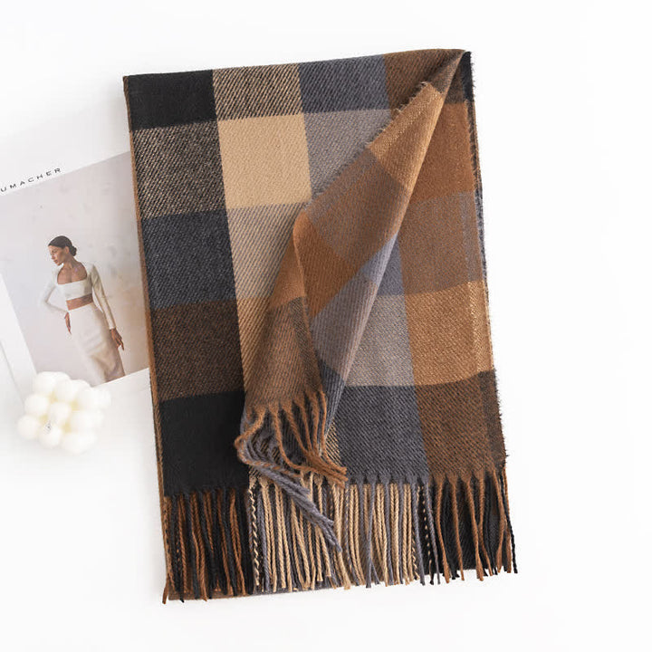 Écharpe à franges aux couleurs vives pour femme - Brun - image 13