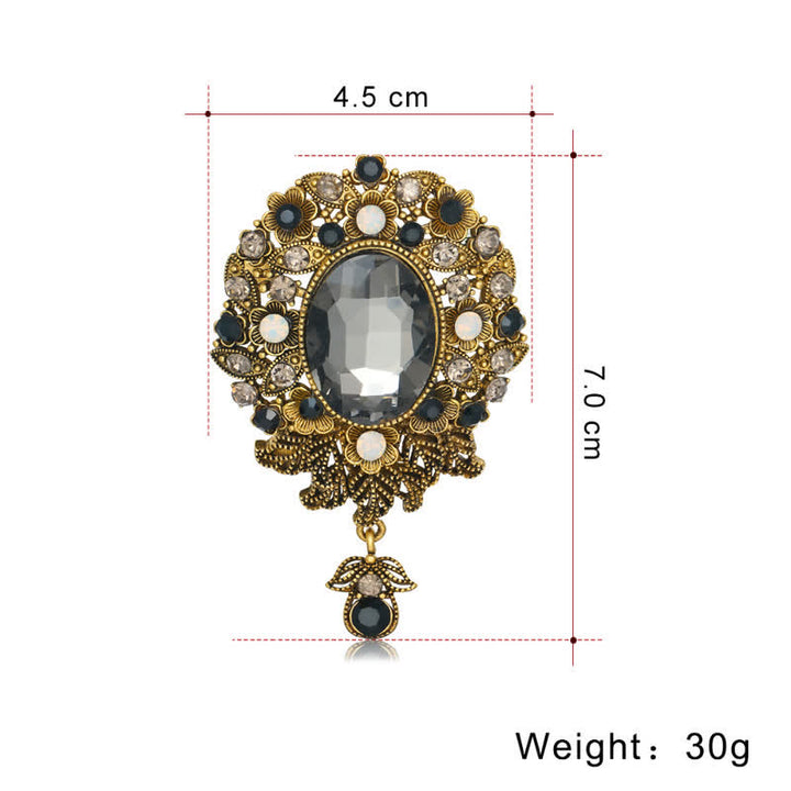 Broche ronde en cristal Boheimia pour femme avec goutte d'eau