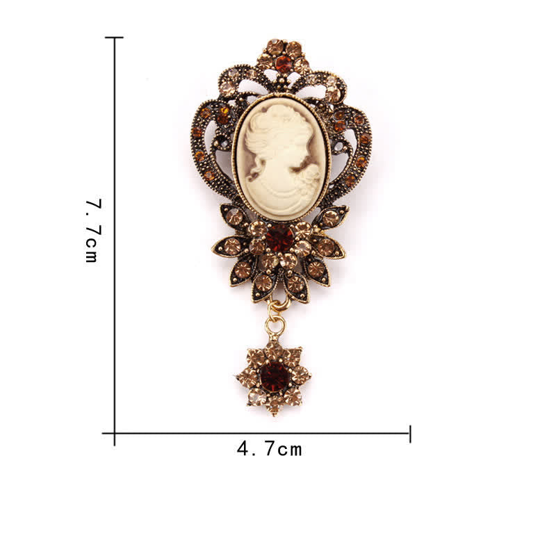 Broche camée antique pour femme avec fleur