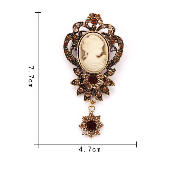 Broche camée antique pour femme avec fleur