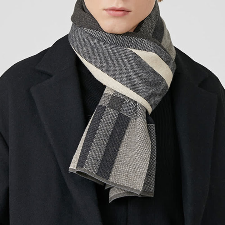 Écharpe d'hiver classique à rayures et carreaux pour homme