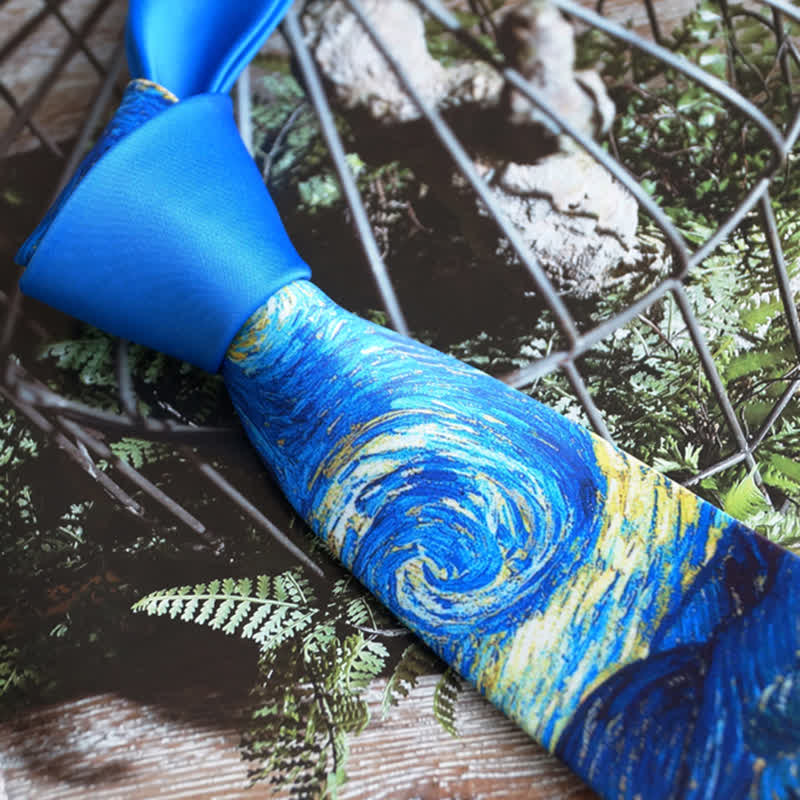 Cravate pour homme avec peinture bleue et nuit étoilée