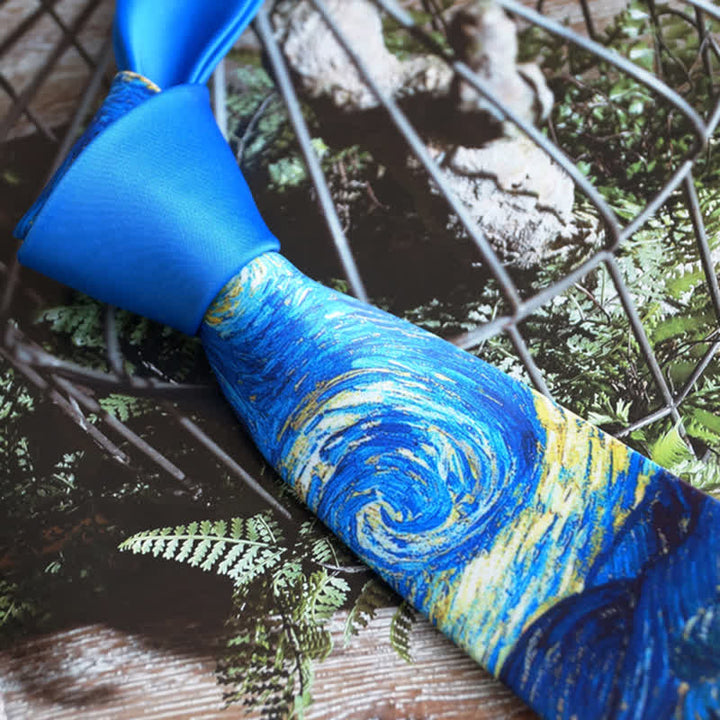 Cravate pour homme avec peinture bleue et nuit étoilée