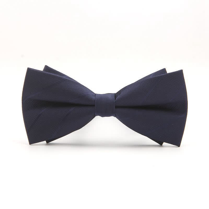 Nœud papillon uni à rayures double épaisseur pour homme