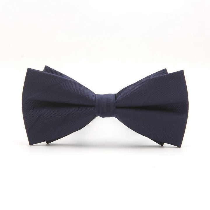 Nœud papillon uni à rayures double épaisseur pour homme