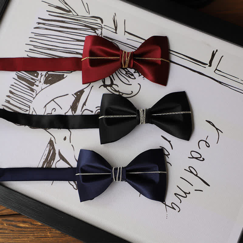 Nœud papillon uni à chaîne Bling pour homme