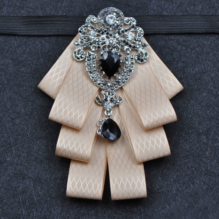 Ensemble de 3 nœuds papillon à carreaux noirs et strass