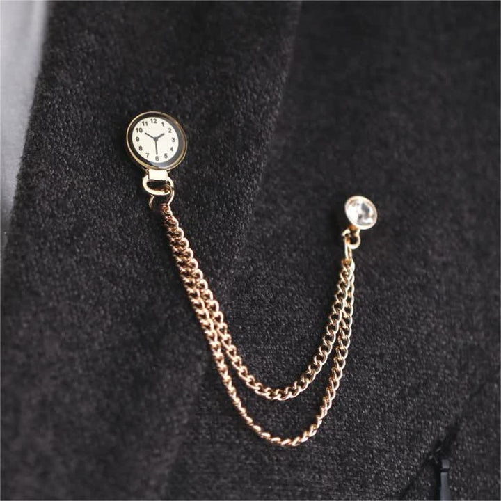 Broche chaîne d'horloge badge vintage pour homme
