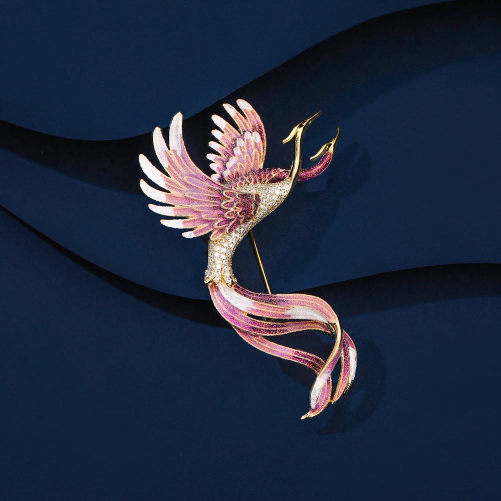 Broche phénix volant à deux têtes pour femme