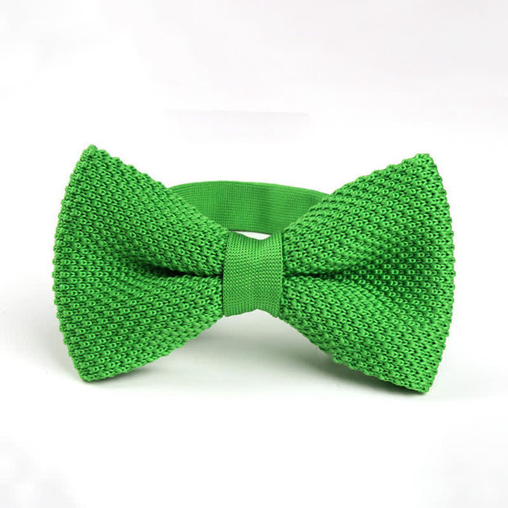 Nœud papillon tricoté double épaisseur de couleur unie pour homme