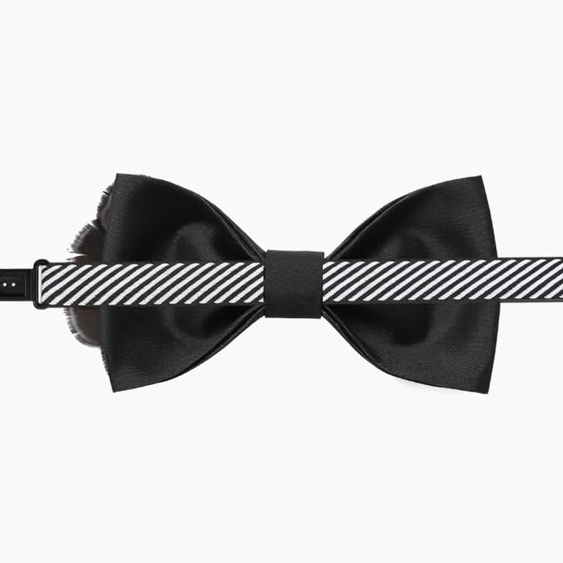 Nœud papillon en plumes de pie noires et bleues
