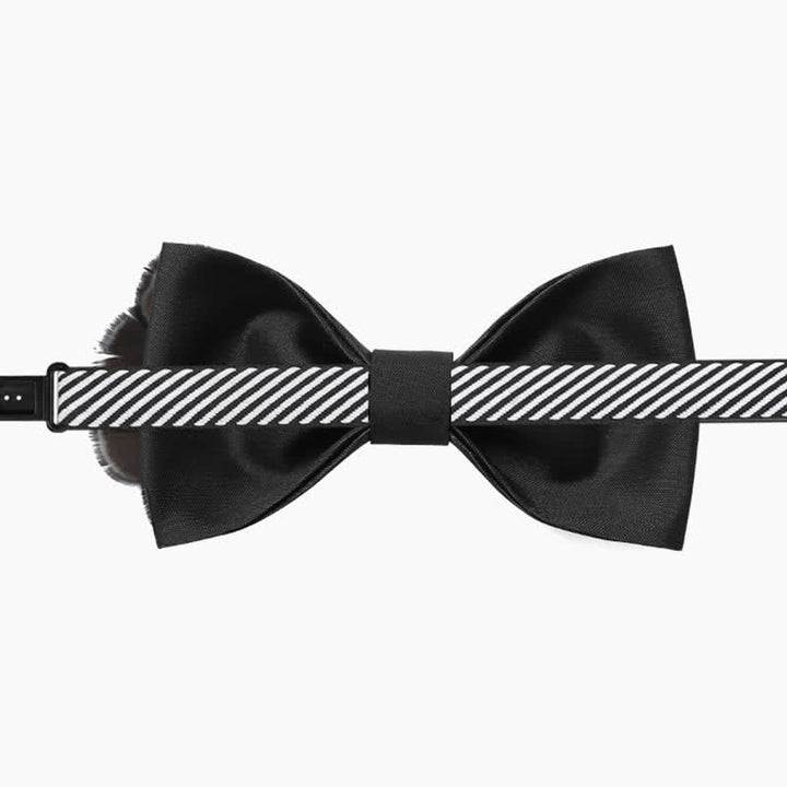 Nœud papillon en plumes de pie noires et bleues