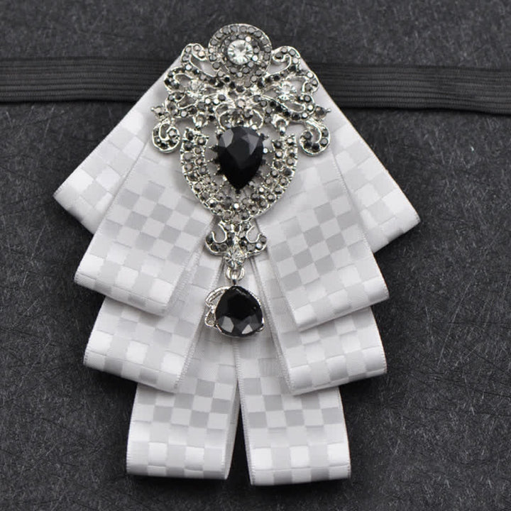 Ensemble de 3 nœuds papillon à carreaux noirs et strass