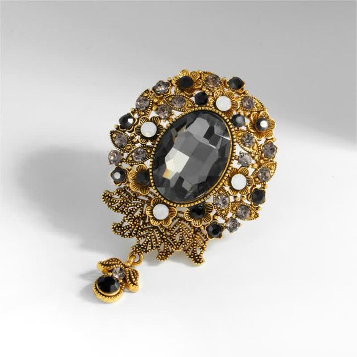 Broche ronde en cristal Boheimia pour femme avec goutte d'eau