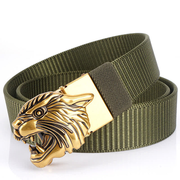Ceinture en nylon à tête de tigre rugissante pour homme