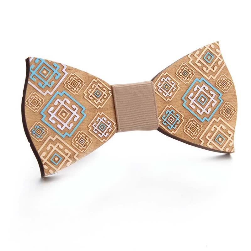 Noeud papillon en bois pour homme avec peinture de pièces de puzzle