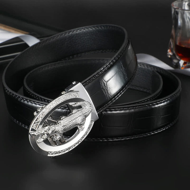 Ceinture en cuir imprimé crocodile à boucle automatique pour homme - image 3