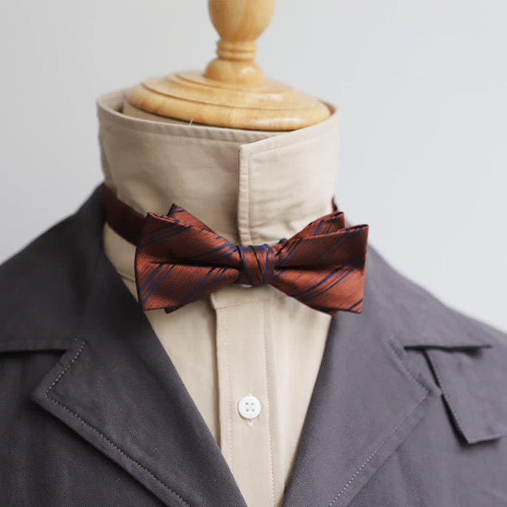 Nœud papillon polyvalent à rayures café pour homme