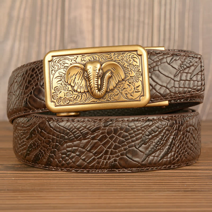 Ceinture en cuir à motif alligator éléphant punk pour homme