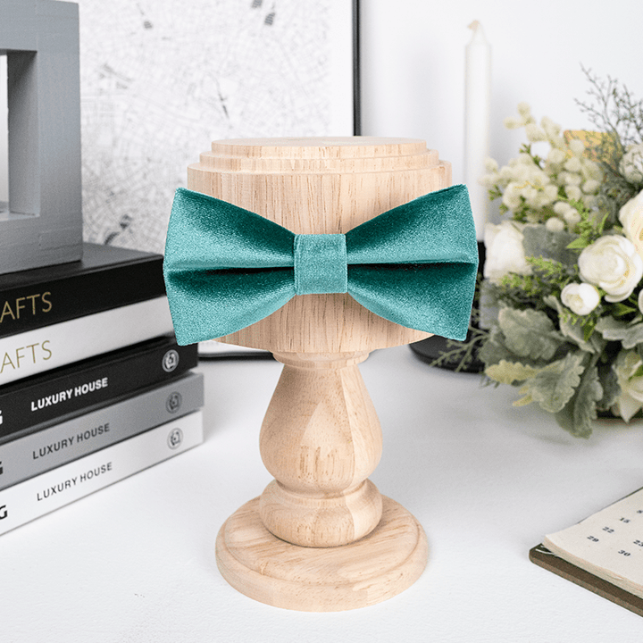 Nœud papillon en velours uni vert sarcelle pour homme