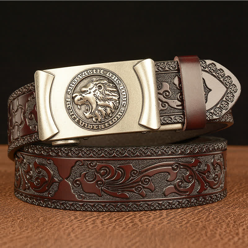Ceinture en cuir tête de lion punk pour homme