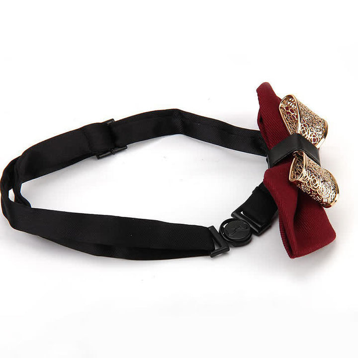 Nœud papillon pointu à fleurs dorées creuses pour homme