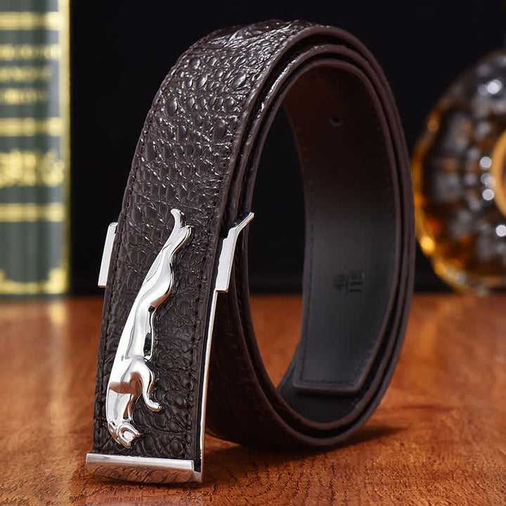 Ceinture en cuir à boucle léopard de luxe pour homme
