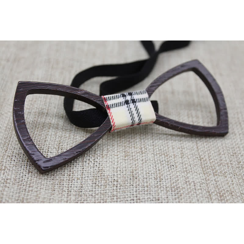 Ensemble de lunettes creuses foncées et noeud papillon en bois pour hommes