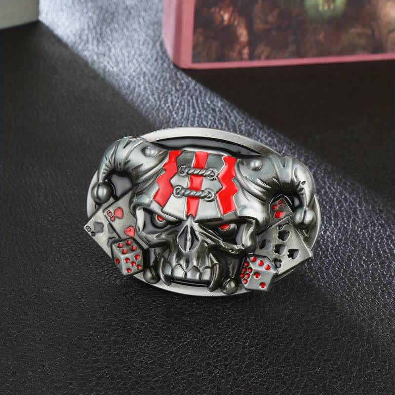 Ceinture en cuir à boucle Joker Skull Clown DIY pour homme