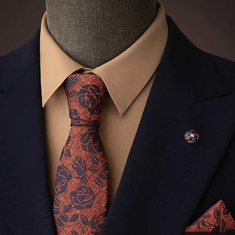 Cravate Shining SandyBrown et Black Rose pour homme - Marron sable et noir - image 0