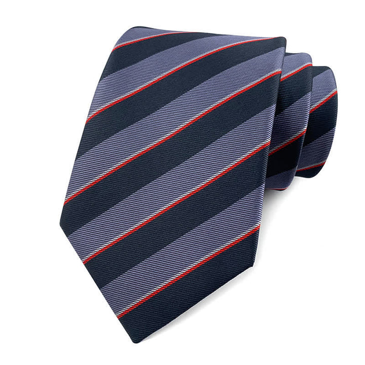 Cravate de bureau traditionnelle à rayures Repp pour homme - Gris et noir - image 16