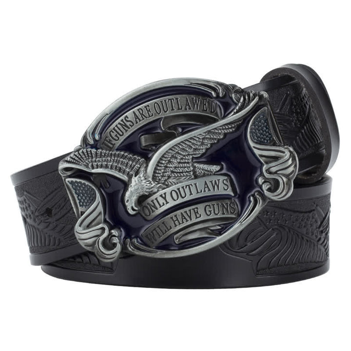 Ceinture en cuir pour homme avec drapeau américain Soaring Eagle