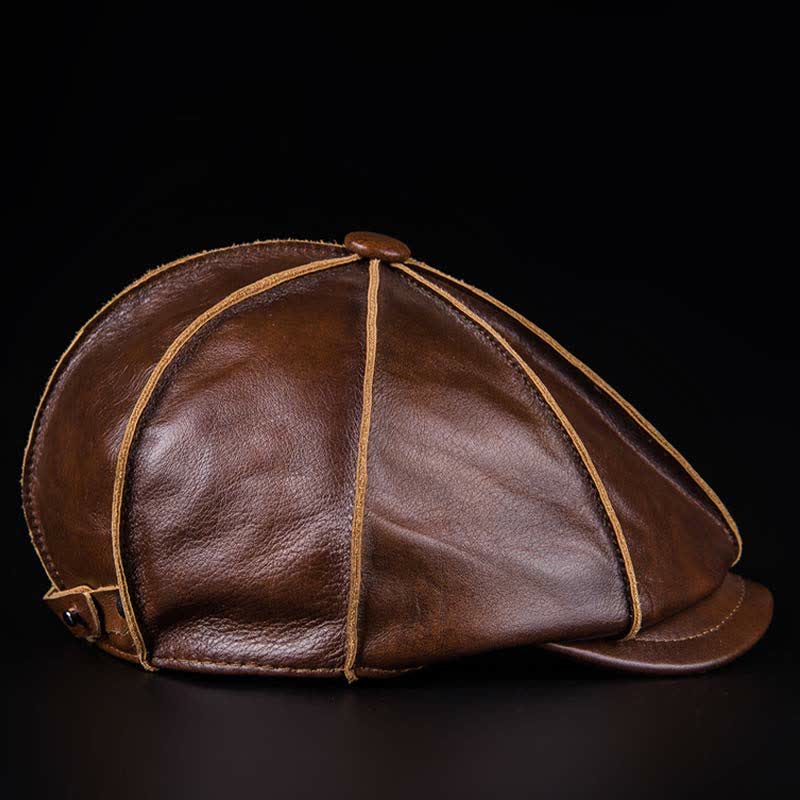 Béret octogonal littéraire en cuir véritable - image 4